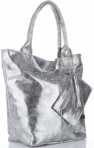 Torebki Skórzane ShopperBag marki VITTORIA GOTTI Srebrne ze złotem (kolory)