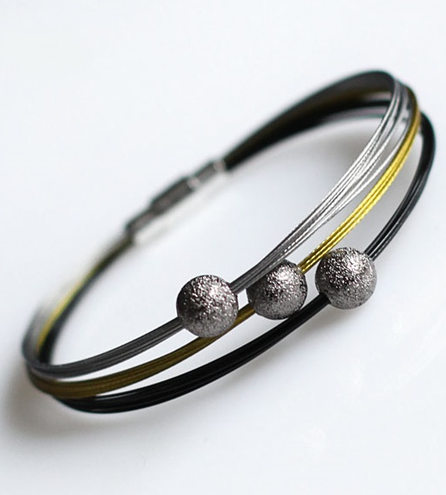 Bransoletka BLACK GOLD SILVER SLIM