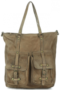 Vittoria Gotti  Premium Torebki Skórzane w stylu Vintage Shopper wykonany z Wysokiej Jakości Skóry Naturalnej Beżowa (kolory)