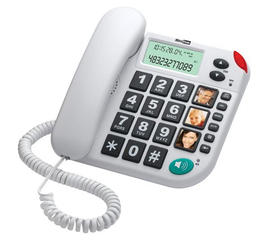 MaxCom KXT480 - biały - telefon stacjonarny - duże klawisze - funkcja głośnomówiąca - dostępne od ręki