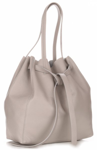 Torebka Skórzana ShopperBag z Kosmetyczką Firmy Genuine Leather Jasno Szara