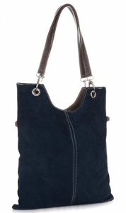 Torebki Skórzane Firmy GENUINE LEATHER Granatowe