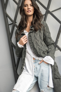 Sweter kardigan z kapturem ns36