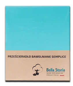 Prześcieradło bawełniane turkusowe Semplice 120x210
