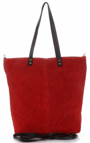 Torebki Skórzane typu ShopperBag firmy Vera Pelle Czerwone