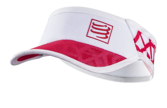 Compressport Spiderweb Ultralight Visor | BIAŁO-CZERWONY - ultralekki daszek sportowy