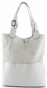 Damskie Torebki Skórzane ShopperBag firmy Genuine Leather Jasno Szare (kolory)