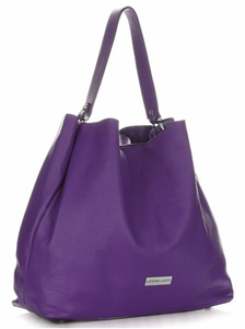 Torebki Skórzane ShopperBag VITTORIA GOTTI Śliwkowe