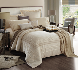 Pościel haftowana satynowa Bellavista beige 160x200