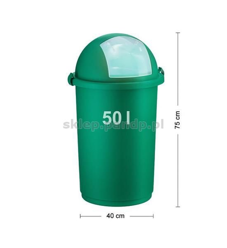 Kosz na śmieci 50L push 5055 zielony