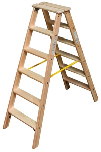 Drabina drewniana dwustronna KRAUSE ze stopniami 2x6 - 2,85m