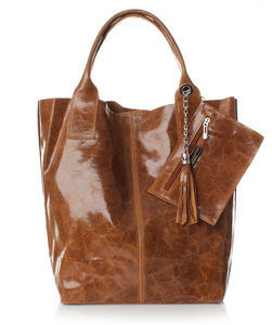 Elegancki Shopperbag Genuine Leather Lakierowana Skóra Ruda (kolory)