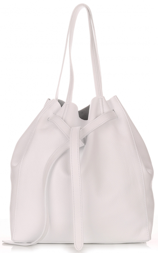 Włoskie Torebki Skórzane ShopperBag z Kosmetyczką firmy Genuine Leather Biała (kolory)