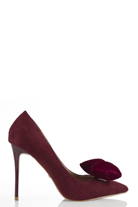 ELEGANCKIE SZPILKI Z KOKARDKĄ  MAROON
