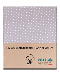 Prześcieradło bawełniane szare w kropki 140x210