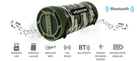 Vordon Y500 Moro - głośnik przenośny - bluetooth - radio FM - czytnik kart microSD - dostępne