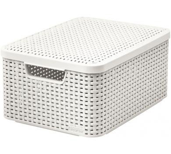 KOSZYK RATTAN STYLE M 18L z pokrywą kremowy