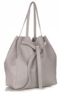 Torebka Skórzana ShopperBag z Kosmetyczką Firmy Genuine Leather Szara