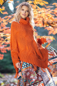 Poncho z frędzlami fb601