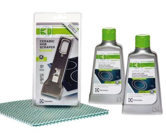 ✚ ZESTAW ▶ Środek do czyszczenia płyt ceramicznych / indukcyjnych + skrobak + ściereczka | Electrolux