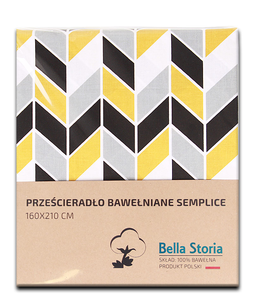 Prześcieradło bawełniane Geometric Yellow 160x210