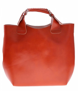 Torebka Skórzana typu Shopperbag + Kosmetyczka Produkt Włoski ruda