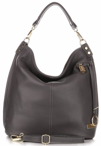 Uniwersalne Torby Skórzane XL VITTORIA GOTTI Made in Italy Szary