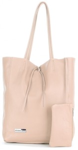 Uniwersalna Torebka Skórzana Firmowy Shopper na każdą okazję marki Vittoria Gotti Made in Italy Pudrowy Róż (kolory)