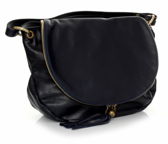 Włoska Listonoszka miękka skóra nat. Wysokiej jakości z kolekcji Genuine Leather granatowa