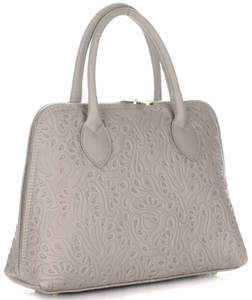 Eleganckie Torebki Skórzane Kuferki firmy Genuine Leather Beżowe