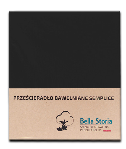 Prześcieradło bawełniane czarne Semplice 120x210