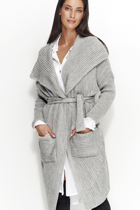 Sweter płaszczyk z paskiem ns21