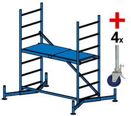Rusztowanie aluminiowe KRAUSE ClimTec 3,00m + 4 rolki 150mm z regulacją 710536