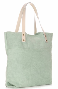 Torebki Skórzane Shopper Bag Włoskiej Marki VITTORIA GOTTI Błękitne