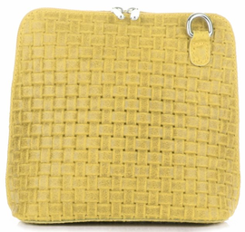 Małe Torebki Skórzane Listonoszki firmy GENUINE LEATHER Żółte