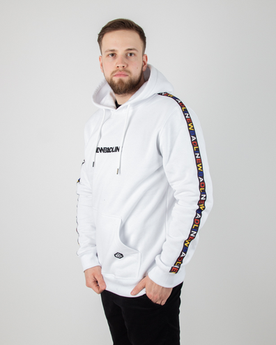 BLUZA Z KAPTUREM TAPE WHITE