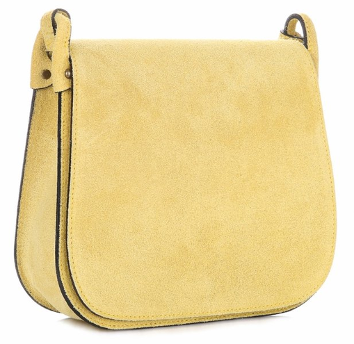 Skórzana Torebka Listonoszka Firmy Genuine Leather Żółta