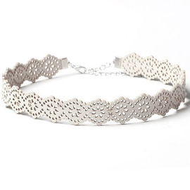 Choker AŻUROWY - BIEL N318B