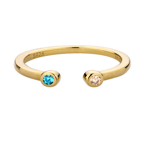 Knuckle ring Two Eyes Blue&Champagne