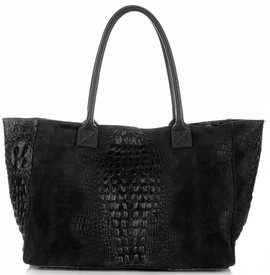 Torebki Skórzane Kuferki Firmy GENUINE LEATHER Czarne