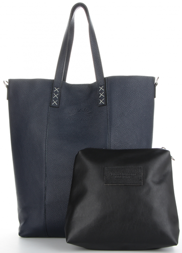 Vittoria Gotti Uniwersalne Torebki Skórzane do noszenia na co dzień Firmowy Shopper Made in Italy w rozmiarze XL Granat (kolory)