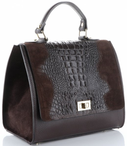 Klasyczne Torebki Skórzane Kuferki firmy Genuine Leather Czekoladowe (kolory)