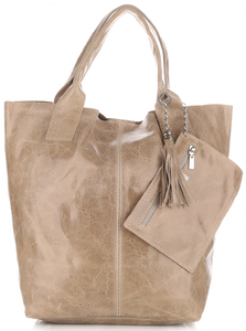 Elegancki Shopperbag Genuine Leather Lakierowana Skóra Beżowa (kolory)