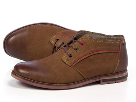 -30% Botki męskie WISHOT 31-274 camel SKÓRA