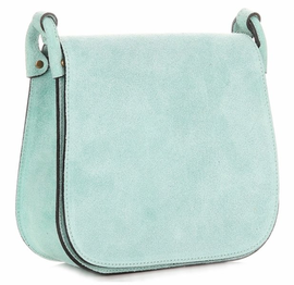 Skórzana Torebka Listonoszka Firmy Genuine Leather Miętowa