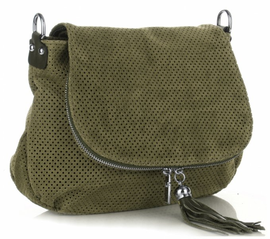 Torebki Skórzane Listonoszki firmy Genuine Leather Butelkowa Zieleń