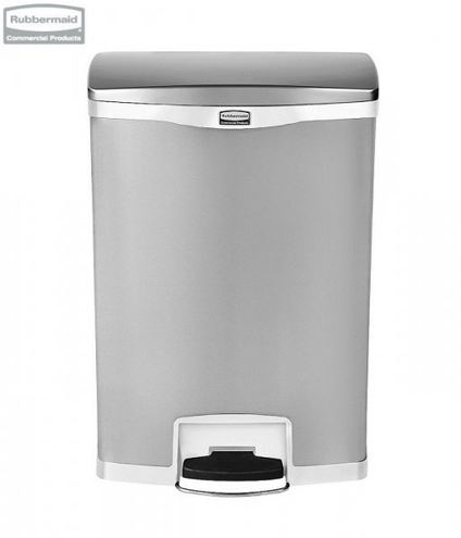 Kosz Slim Jim® Step-On 90L Metal stainless steel / white
