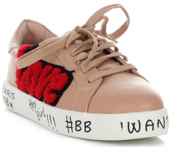Modne Tenisówki Damskie Love Paris marki Ideal Shoes Różowe