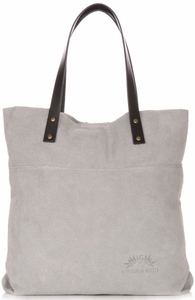 Torebki Skórzane Shopper Bag Włoskiej Marki VITTORIA GOTTI Jasno Szare