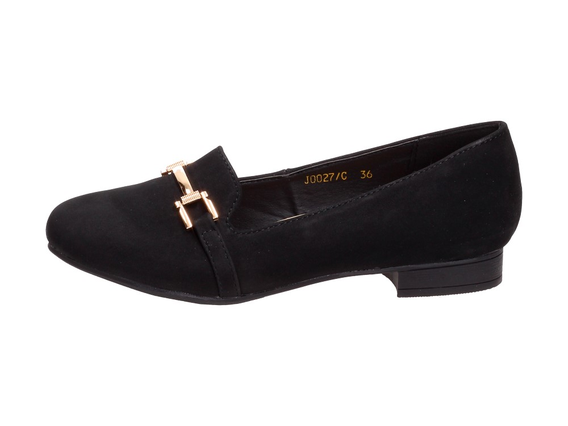 Czarne lordsy, baleriny damskie J.STAR J0027C